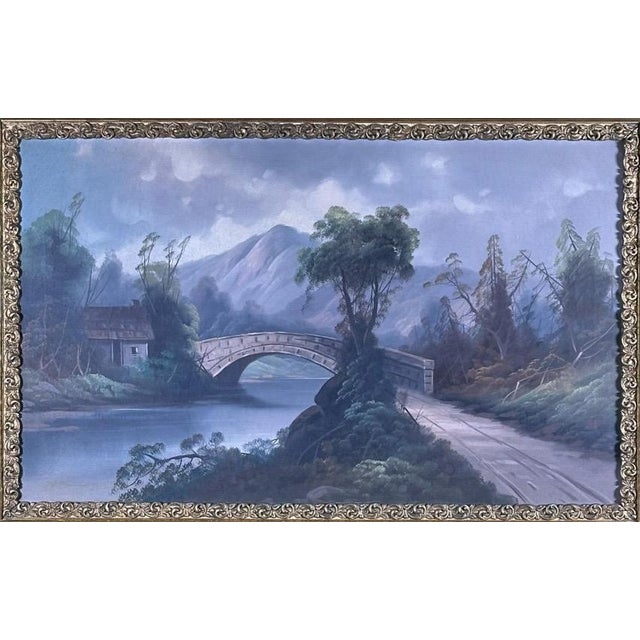 Antique 19th Century River Crossing Landscape Oil Painting in Victorian Gilt Frame For Sale - Image 4 of 13
