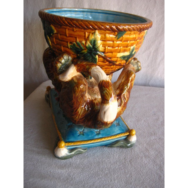 Mid 19th Century Cat and Bowl Minton Majolica Jardiniere For Sale - Image 6 of 12