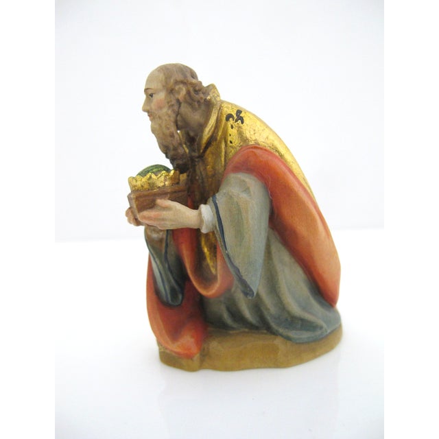 Anri Italy Ulrich Bernardi hand carved and meticulously hand painted, nativity figurine of one of the 3 Wisemen, kneeling...