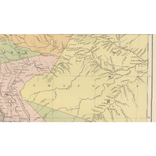 Antique South America Map, 1884 For Sale - Image 6 of 11