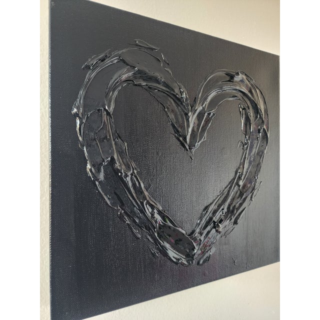 Abstract Black Heart Acrylic Painting For Sale - Image 3 of 6