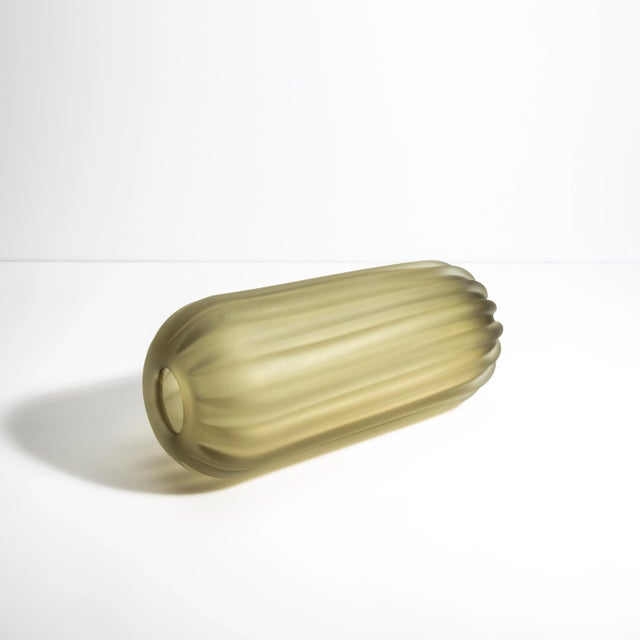 Hand Blown Murano Vase Cactus in Olive Large For Sale - Image 4 of 8