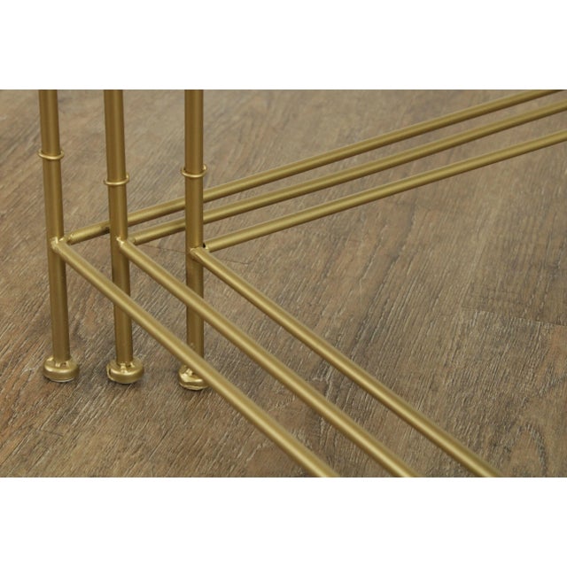 Black and Gold Faux Bamboo Iron Nesting Tables - Set of 3 For Sale - Image 12 of 13