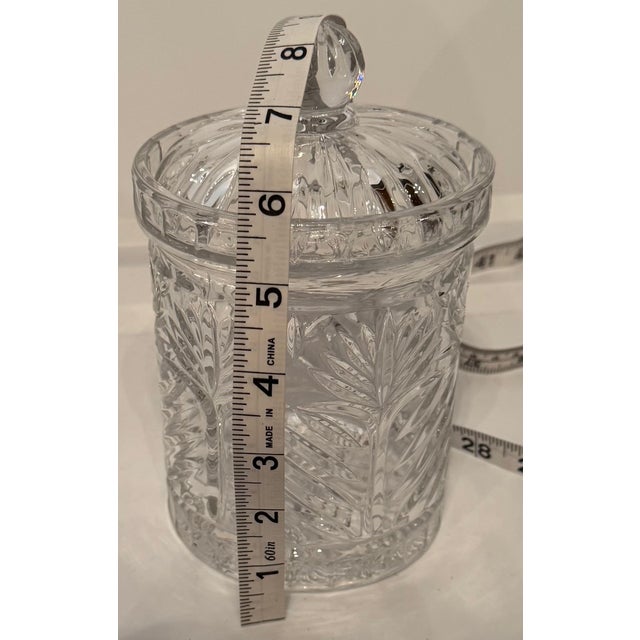 Vintage Pressed Glass Biscuit Jar With Lid – Cut Crystal Style Candy Jar (In the Style of Traditional Cut Crystal Patterns) For Sale - Image 12 of 12