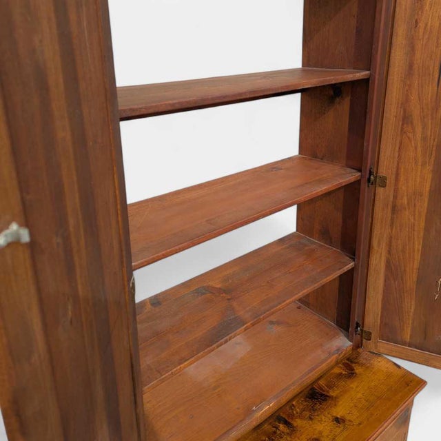 Chestnut Antique Early American Solid Wood Rustic Cupboard Hutch For Sale - Image 8 of 14