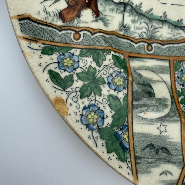 Set of 3 Late 19th-Century English Staffordshire Transferware Plates – Black Transfer With Hand Coloring For Sale In Buffalo - Image 6 of 7