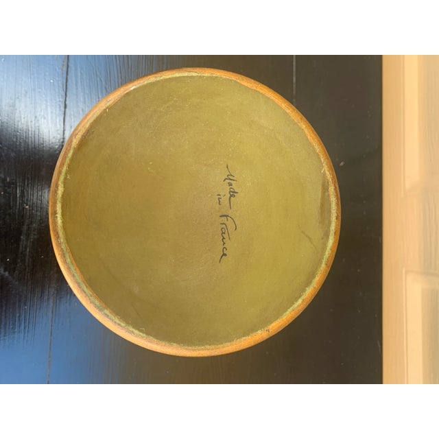 Green French Green & Gold Tole Cachepot With Lion Head Handles and Pierced Gallery Rim For Sale - Image 8 of 8