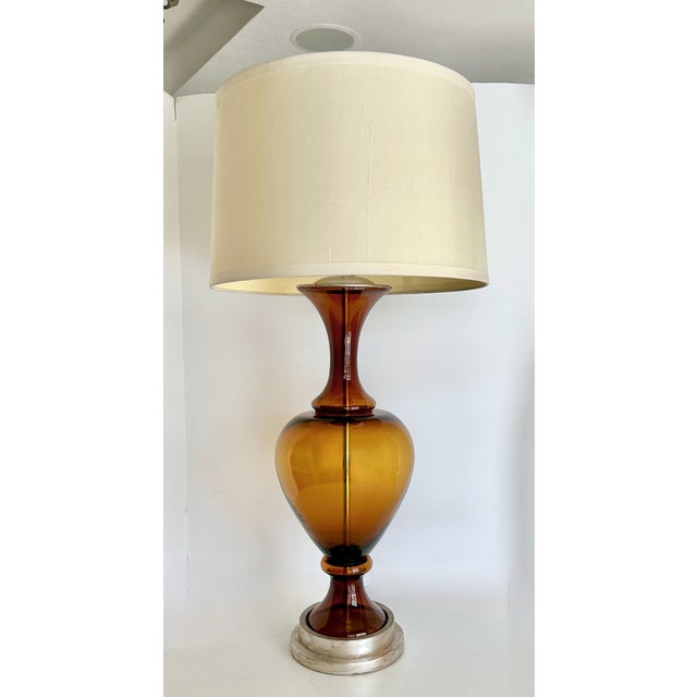 Large Swedish Root Beer Brown Glass Table Lamp For Sale - Image 12 of 12