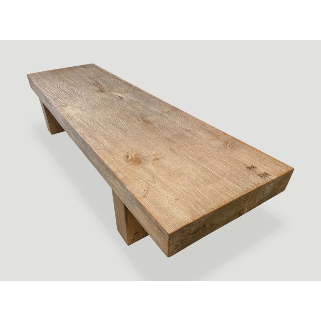 Andrianna Shamaris Impressive Minimalist Teak Wood Coffee Table or Bench For Sale - Image 10 of 18