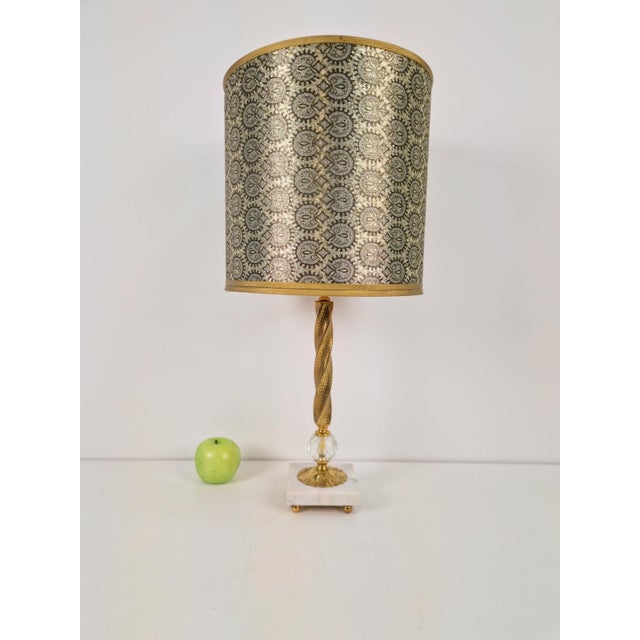 Empire Marble Crystal Brass Stem Table Lamp, 1920 For Sale - Image 6 of 10
