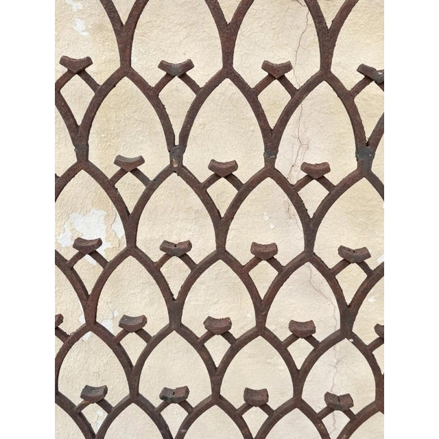 Antique French Art Nouveau Wrought Iron "Repeating Arch" 55x48 Garden Entry Gate For Sale - Image 4 of 18
