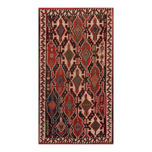 Magnificent Ivory Background Color and Symmetrical Patters Design Antique Caucasian Kuba Kilim Rug