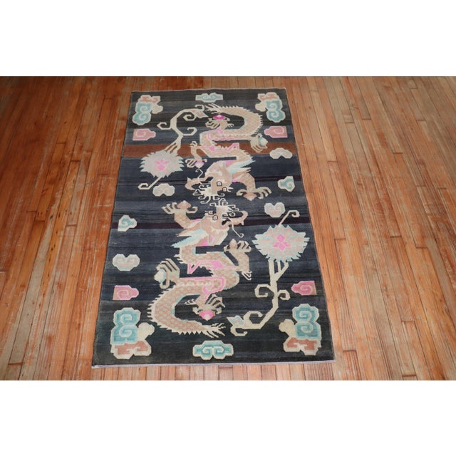 Textile Tibetan Double Dragon Vintage Rug - 3'3" x 5'7" For Sale - Image 7 of 8
