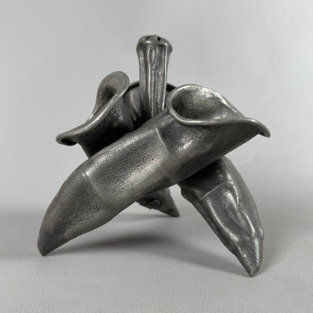 Modern Vintage Pewter Cornucopia Sculpture Vase, 1950s For Sale - Image 3 of 11