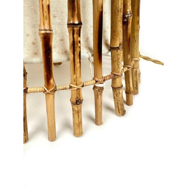 Wood Italian Bamboo, Rattan and Cotton Floor Lamp in the style of Franco Albini, 1960s For Sale - Image 7 of 13
