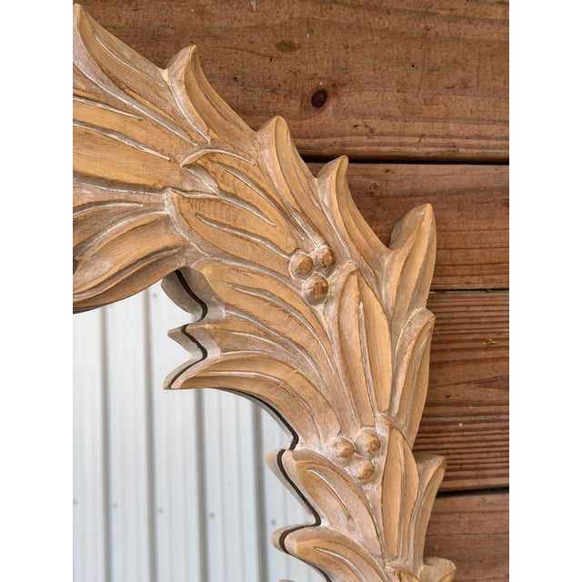 Vintage Carolina Mirror Carved Palm Leaf Wall Mirror – Coastal Organic Modern For Sale - Image 9 of 12