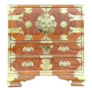 Vintage Asian Burlwood Tansu Chest For Sale