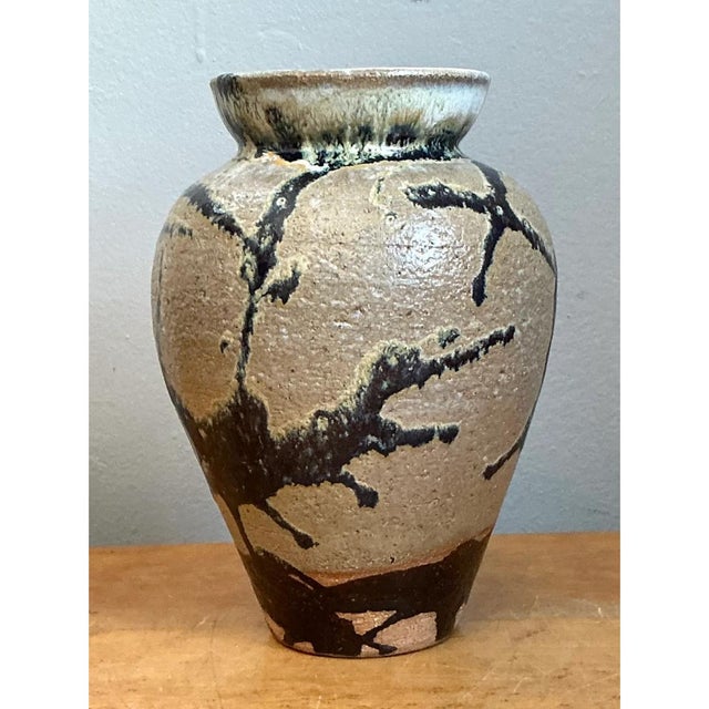 Vintage Abstract Glazed Ceramic Vase For Sale - Image 10 of 12