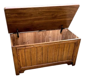 1990s Amish Style Paneled Cedar Lined Wooden Blanket Chest