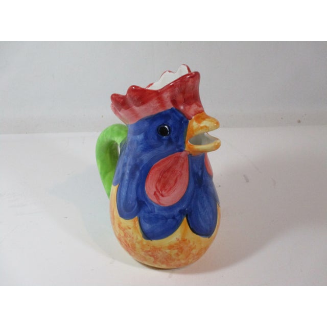 Shabby Chic 1980s Italian Hand Painted Rooster Jug For Sale - Image 3 of 7