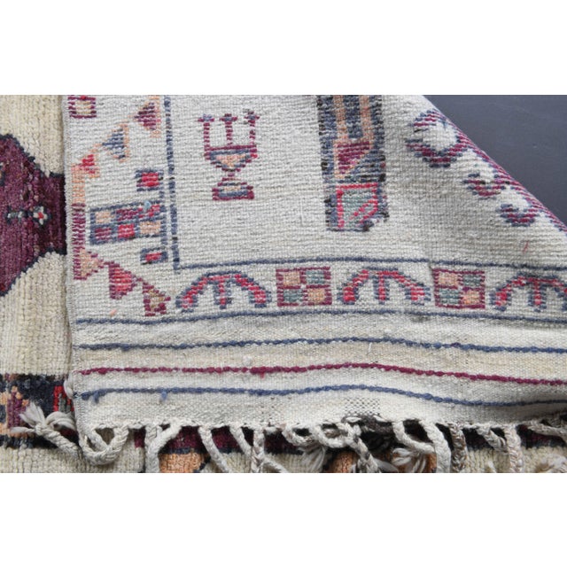 Textile Vintage Turkish Oushak Handmade Wool Cotton White Runner Rug For Sale - Image 7 of 9