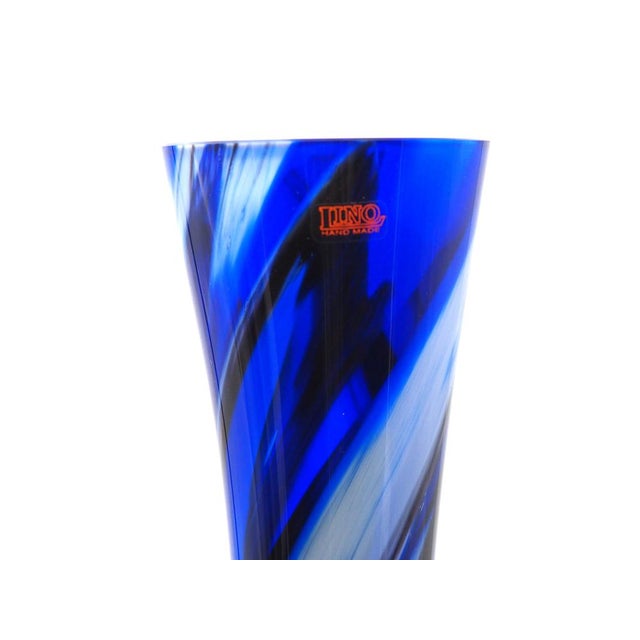 Black Italian Blue Handmade Glass Vase by Lino, 1980s For Sale - Image 8 of 10