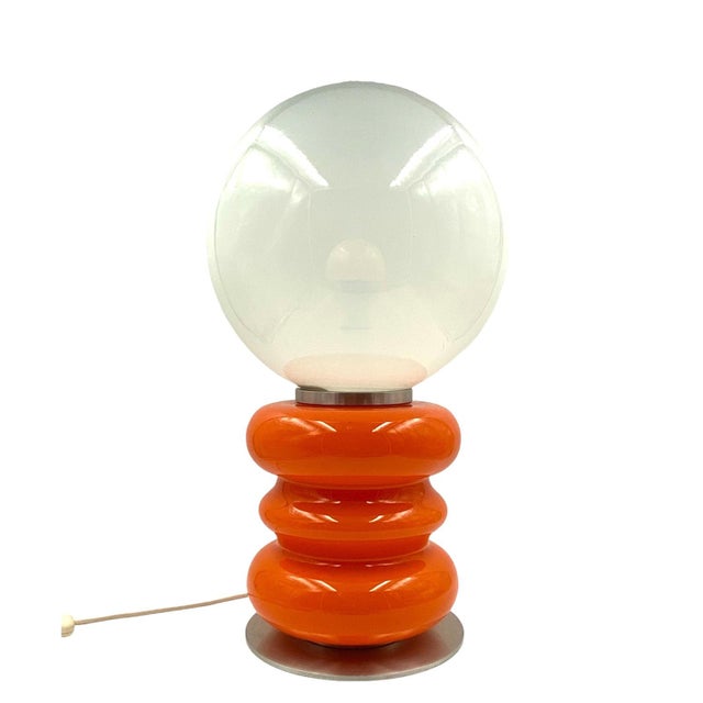 1970s Space Age Orange Murano Glass Table Lamp, Italy, 1970s For Sale - Image 5 of 10