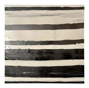 Lynn Basa Encaustic Black and White Stripe Panel "Doppleganger" 2013