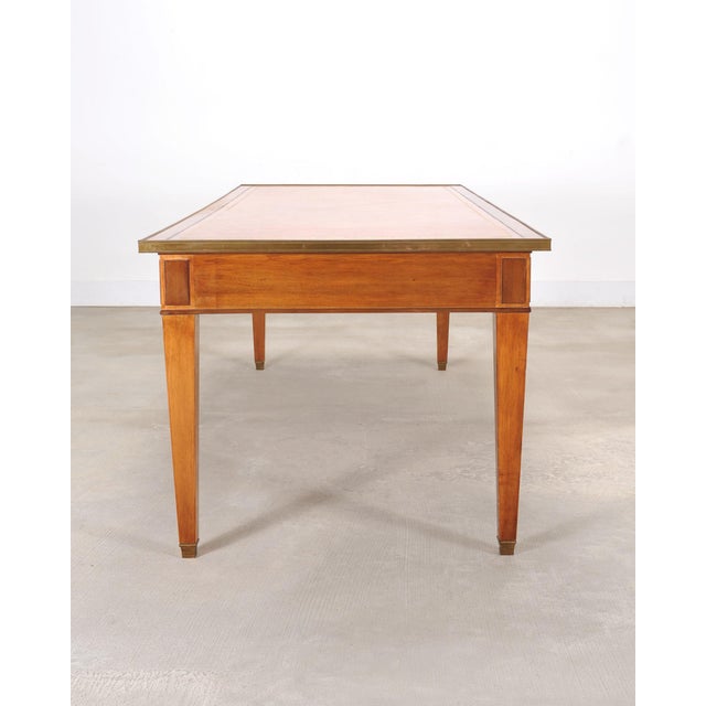 Midcentury French Palladian Fruitwood Library Table Desk 7 Ft For Sale In Sacramento - Image 6 of 18
