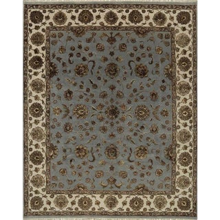 Handwoven Tabriz Style Wool and Silk Area Rug 8'2"×10'1" For Sale