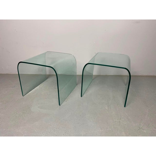 Waterfall Side Tables in Bent Glass by Angelo Cortesi for Fiam Italia, Italy, 1980s, Set of 2 For Sale - Image 16 of 16