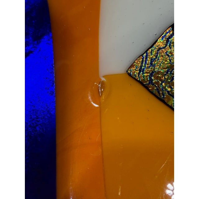 Mid-Century Modern Modern Geometric Fused Glass Platter With Dichroic Glass Center Accent For Sale - Image 3 of 5