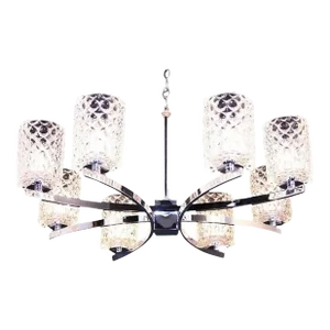 Kaiser Leuchten Mid-Century Thousand Eyes Crystal Glass Shade Chrome Chandelier