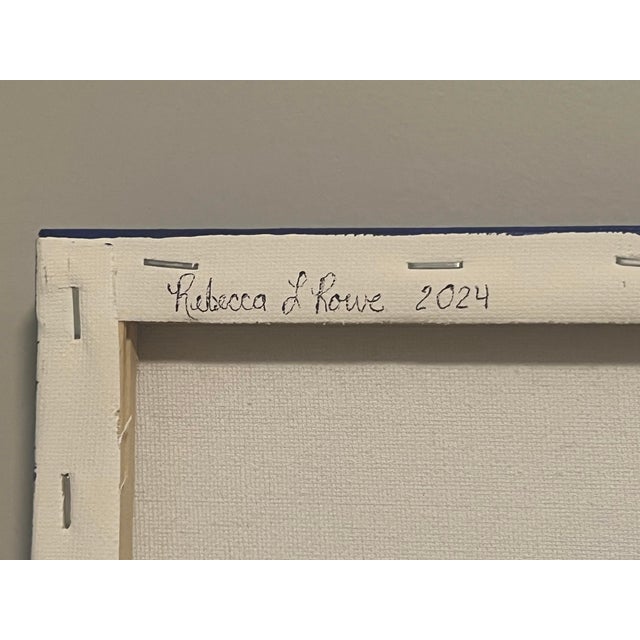 2020s Folk Art Nautical Landscape Seascape, Lobster Boat, Painted on Canvas, Signed, Dated For Sale - Image 5 of 5