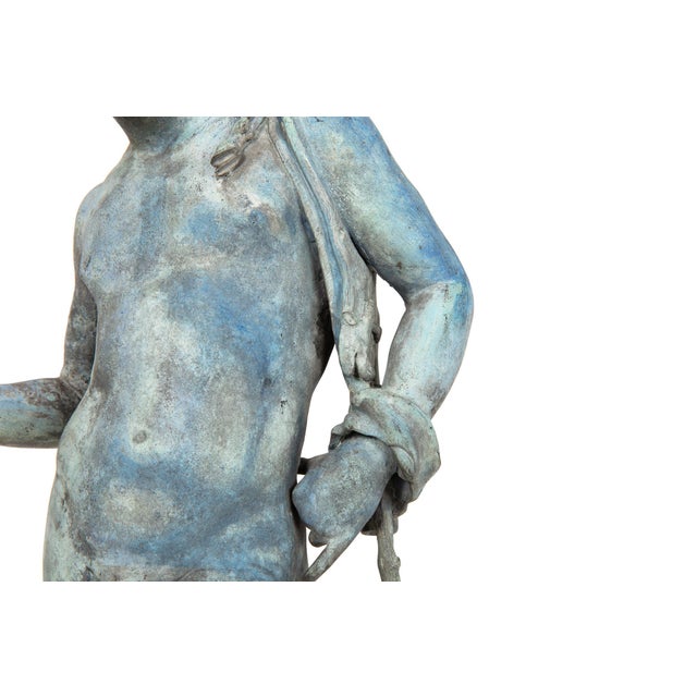Fine Italian Grand Tour Antique Bronze Sculpture Statue of Narcissus of Pompeii For Sale - Image 12 of 18