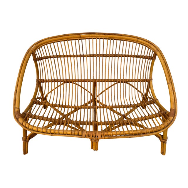 Magnificent 2-seater rattan basket bench, an iconic model from the 1960s. Here's exactly what you get: • The style: It's...