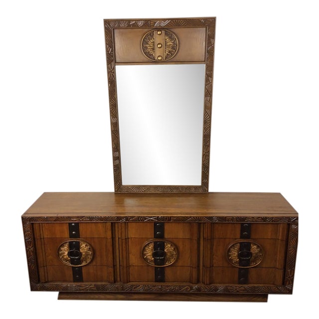 Mid Century Modern Lowboy Dresser With Mirror For Sale