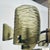 Original retail $3615, stylish Arteriors Modern Textured Smoked Glass Natasha Chandelier, satin brass frame, showroom...
