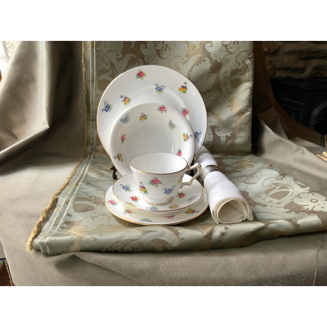 1930s English Staffordshire Hand-Painted Floral Breakfast China Set For Sale - Image 6 of 10