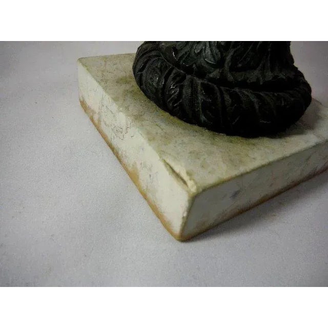 19th Century Grand Tour Beaux Arts Bronze on White Marble Plinth Tazza Urn For Sale - Image 10 of 11