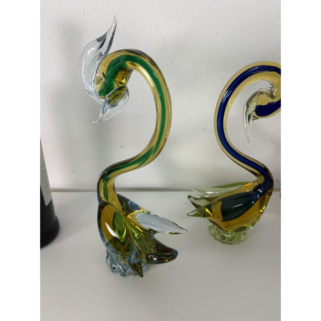 Swans in Submerged Polychrome Murano Glass in the style of Cenedese, 1970, Set of 4 For Sale - Image 16 of 18