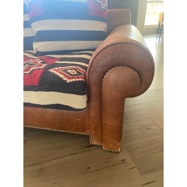 1970s One of a Kind Kilim/Navajo Leather Sofa For Sale - Image 9 of 9