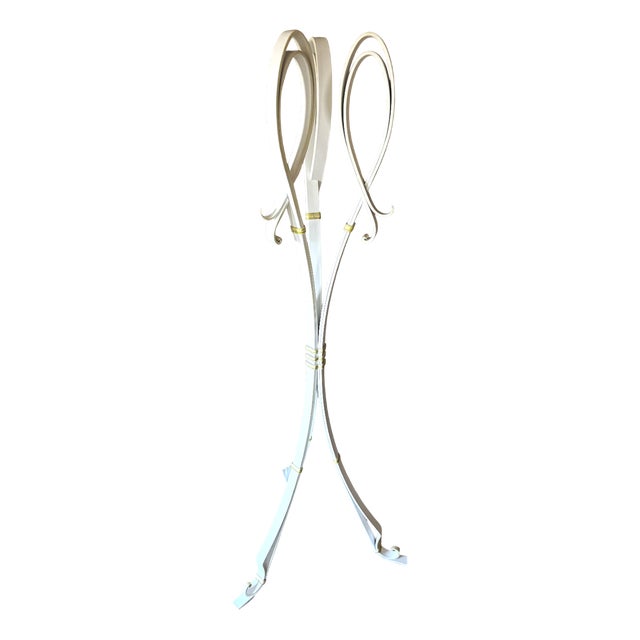 Vintage Hand-Forged Iron Coat Stand in White and Gold, 1950s For Sale