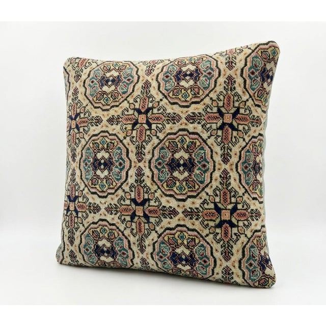 Mid-Century Modern Turkish Oushak Rug Pillow Cover 19'' X 19'' For Sale - Image 3 of 4