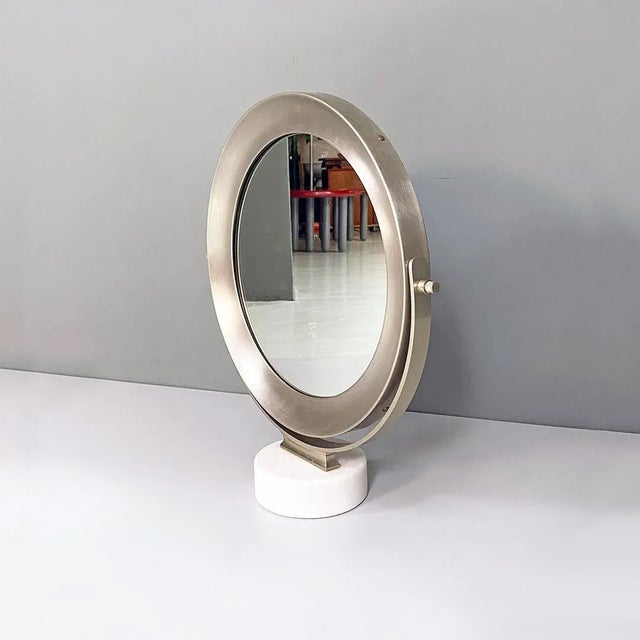 Sergio Mazza Italian Modern Marble & Steel Narciso Table Mirror by Sergio Mazza for Artemide 1970s For Sale - Image 4 of 11