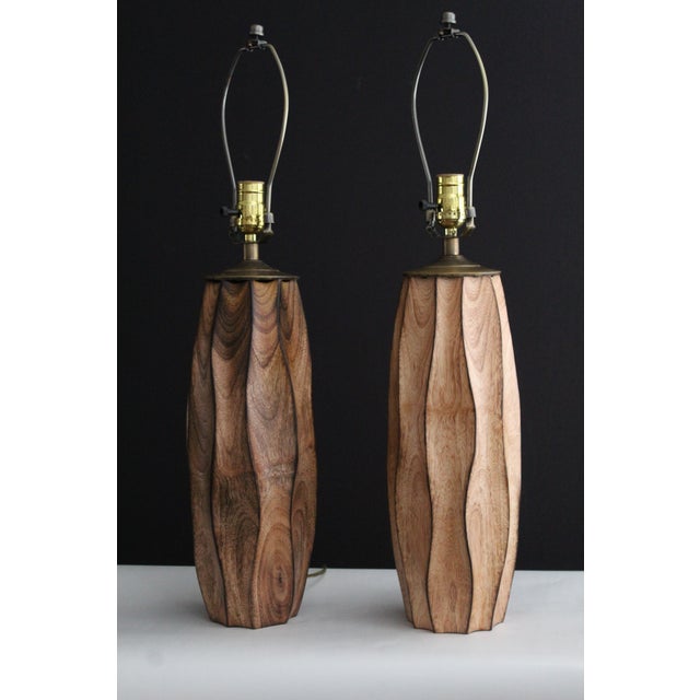 Mid 20th Century Weatwood Studio Style Carved Waknut - a Pair For Sale - Image 4 of 12