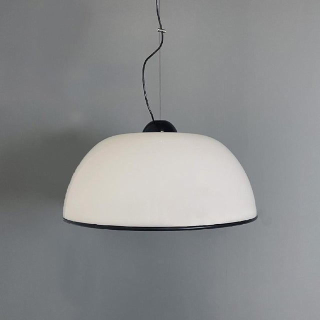 Italian Modern White and Black Acrylic Glass Ceiling Light from Guzzini, 1970s For Sale - Image 3 of 17
