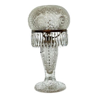 Late 19th Century Large Antique Cut Glass Lamp - American Brilliant Period For Sale