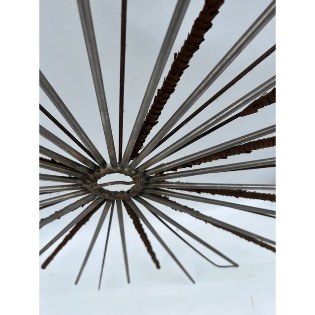 42” Vintage Metal Sunburst Wall Sculpture For Sale - Image 4 of 9