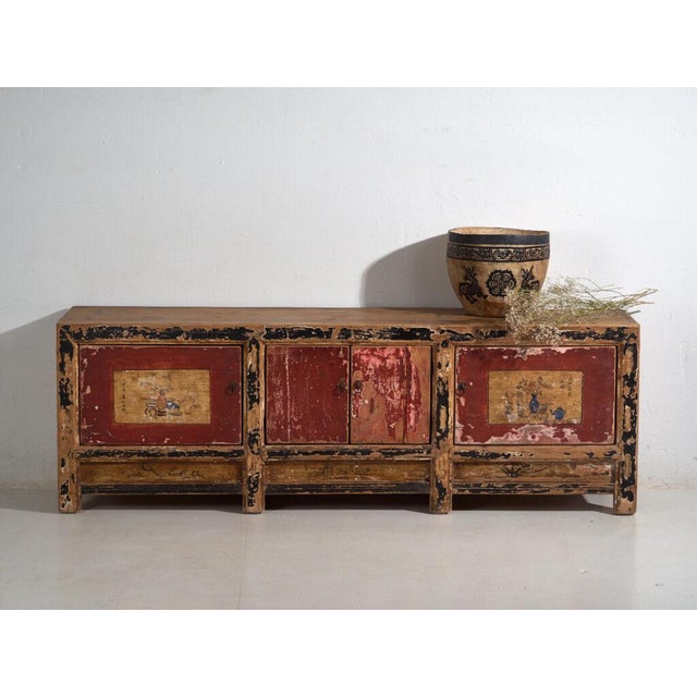 Antique Qing Dynasty Bogu Shanxi Cabinet or Sideboard in Painted Pine For Sale - Image 14 of 14